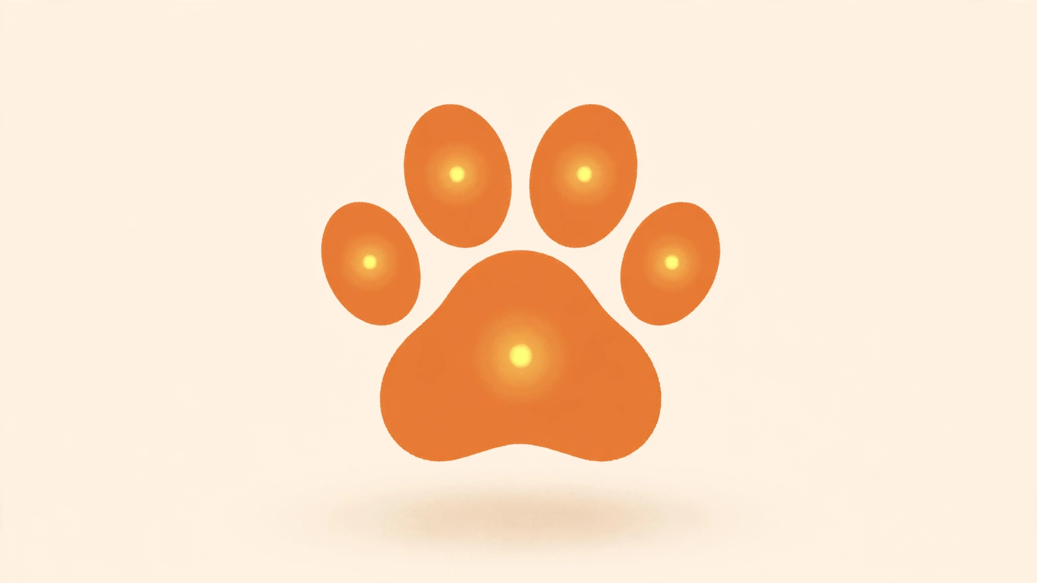 Illustration of a paw print with glowing yellow indicator lights